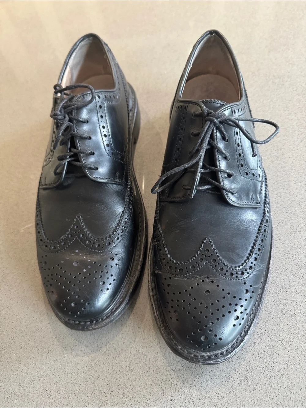 J. Crew Men’s Black Leather Wingtip Oxfords Size 10